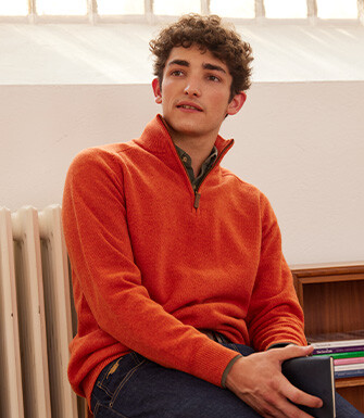 Pull homme laine col zippé Ambre - KENNETH