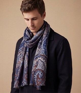 Écharpe Laine Homme Motif Marine Gris et Rouge