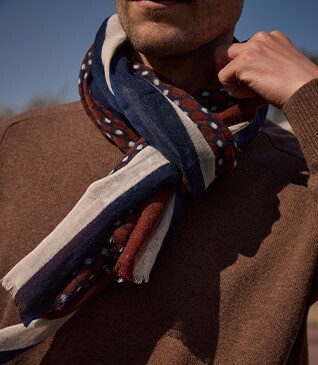 Écharpe homme en laine bordeaux et bleue