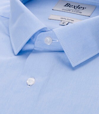 Chemise bleu ciel coton - Col français - LOUIS CLASSIC