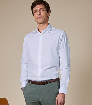 Chemise bleu pâle coton - Col français - LOUIS CLASSIC