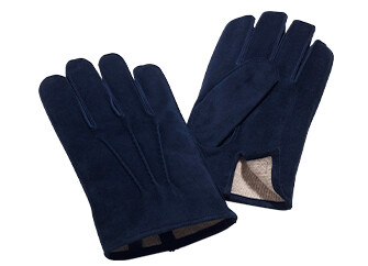 Gants homme en velours de chèvre navy