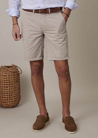 Bermuda chino homme Greige Foncé - BARRY