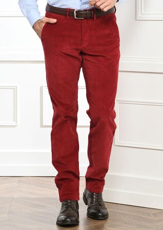 Pantalon chino velours côtelé homme Rouge Grenat - NORMAN