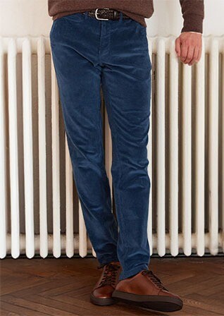 Pantalon chino velours côtelé homme Bleu Denim - NORMAN