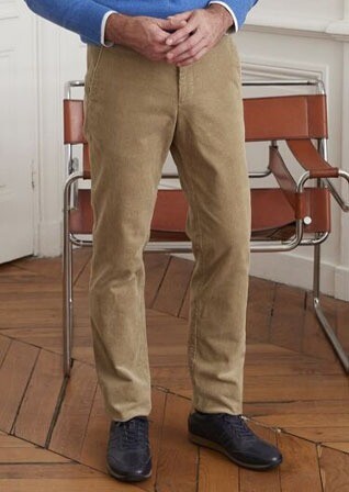 Pantalon chino velours côtelé homme Olive Clair - NORMAN
