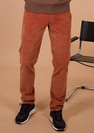 Pantalon chino homme rouille en velours côtelé - NORMAN