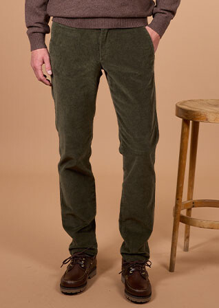 Pantalon chino homme olive en velours côtelé - NORMAN