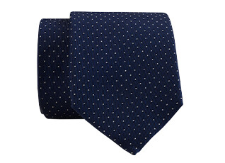 Cravate homme en soie à micro-pois marine et beige