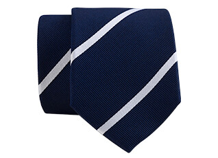 Cravate homme en soie rayée navy et blanche