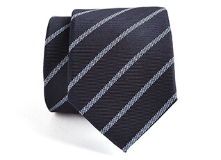 Cravate homme soie Marine Rayée Bleu Ciel