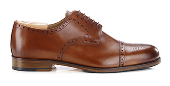 Derbies homme Cognac Patiné semelle cuir avec patin - BALDERTON PATIN