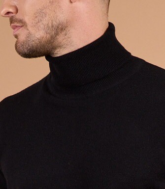 Pull col roulé homme laine Noir - EMERIC