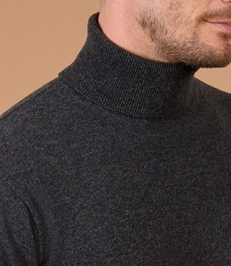 Pull col roulé homme laine Gris Anthracite Chiné - EMERIC