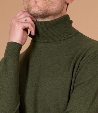 Pull col roulé homme laine Vert - EMERIC