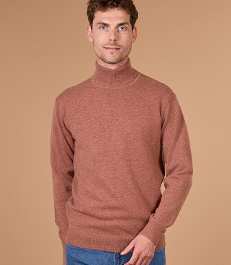 Pull homme col roulé rouille chiné en laine d'agneau - EMERIC