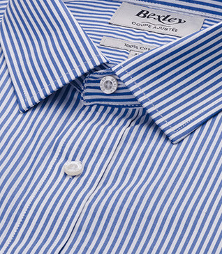 Chemise coton rayée bleu et blanc - MAXIMILIEN