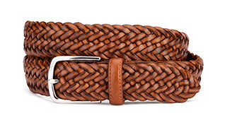 Ceinture en cuir tressée homme Gold Patiné - NORTHGATE SILVER