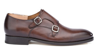 Chaussures homme double boucle Chocolat Patiné - CHIGWELL