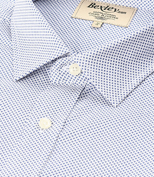 Chemise blanche imprimée motifs bleus - Col français - BERANGER