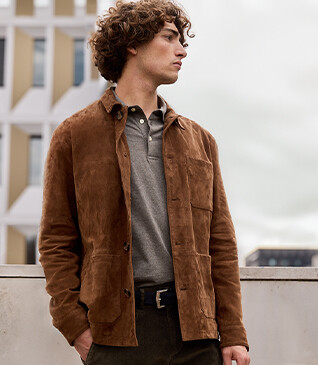 Veste en cuir daim homme Havane - FAUSTIN