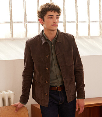 Veste cuir daim Brun - FAUSTIN