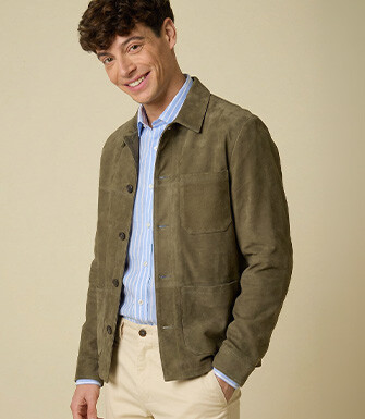 Veste en cuir daim - Kaki - FAUSTIN