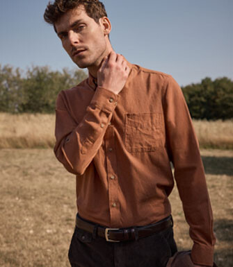 Chemise homme unie rouille en flanelle - ALEXANDER