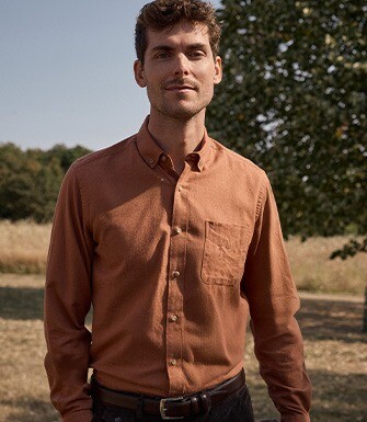 Chemise homme unie rouille en flanelle - ALEXANDER
