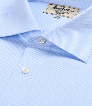 Chemise coton bleue claire - Col italien - ANGELO
