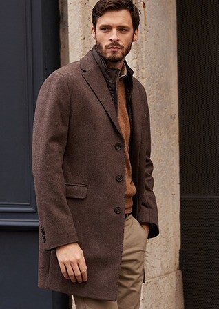 Manteau homme laine & cachemire hiver Chocolat - HONORÉ II