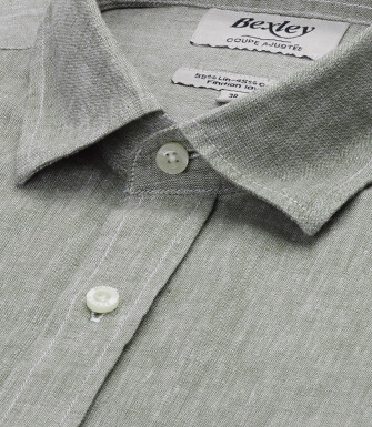 Chemise Homme Chambray Vert Kaki - SILBERT
