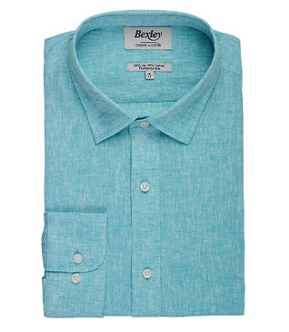 Chemise coton lin Vert Menthe - Col Français - SILBERT