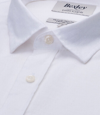Chemise Homme Chambray Blanc à Motif - SILBERT