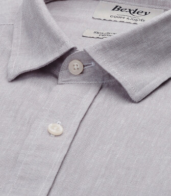 Chemise Homme Chambray Greige Clair - SILBERT
