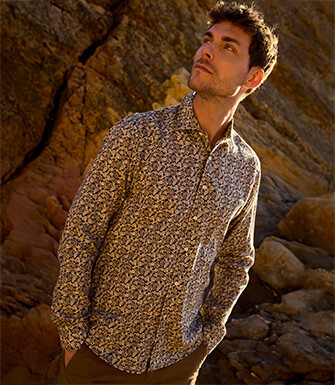 Chemise Homme Chambray Navy et Camel - SILBERT