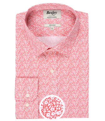 Chemise coton blanche à imprimé fleuri rouge - SULPICE