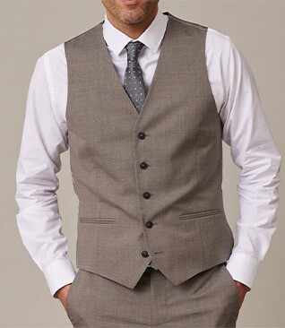 Gilet de costume homme Taupe Chiné - LAZARE
