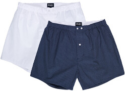 Boîte de 2 caleçons homme Uni Blanc et imprimé navy et beige - ELON