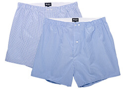 Boîte de 2 caleçons homme Bleu ciel rayé blanc / Blanc carreaux bleu - ELON