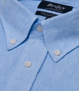 Chemise coton/lin Chambray Bleu Clair - COLTEN