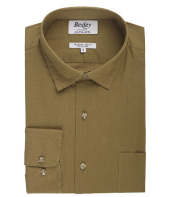 Chemise coton lin Kaki unie - SYLBERT