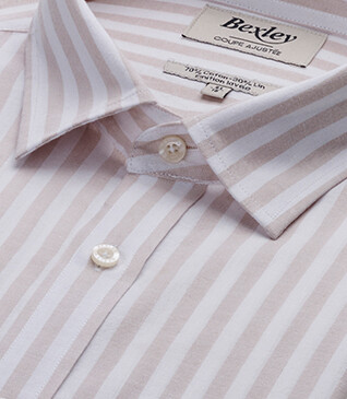 Chemise à rayures Beige Clair et Blanc - SIMONIN