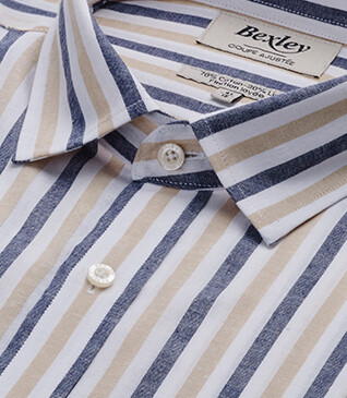 Chemise à rayures Marine et Beige Foncé - SIMONIN