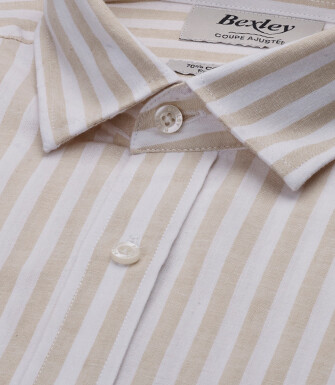 Chemise à rayures Beige Foncé et Blanc - SIMONIN