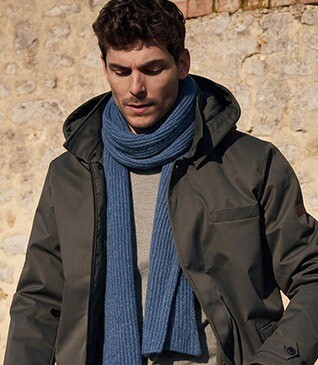 Écharpe homme bleu foncé chiné en lambswool