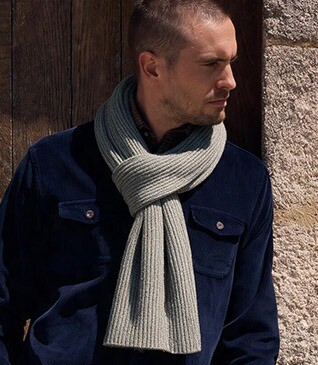 Écharpe homme kaki clair chiné en lambswool