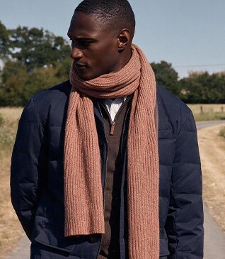 Écharpe homme rouille chiné en lambswool