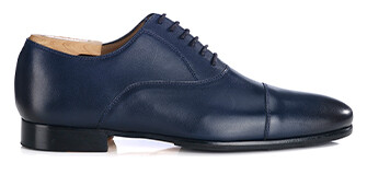 Richelieu homme Marine - semelle cuir avec patin - LENNOX PATIN