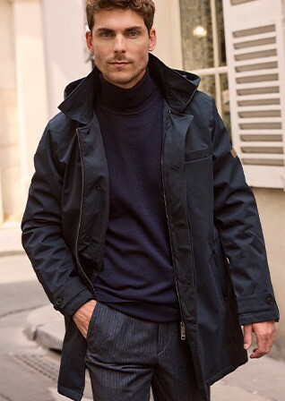 Trench matelassé homme Navy foncé - AURESTILDE